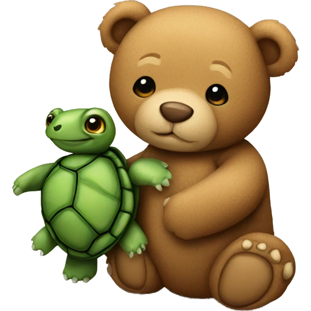 Teddy bear holding turtle emoji