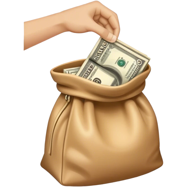 one hand holding a bag of money emoji