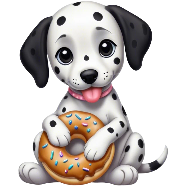 a cute Dalmatian puppy eating a donut  emoji