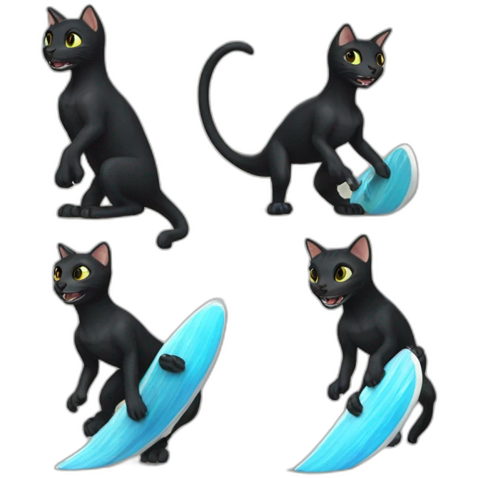 Black cat trex surf emoji
