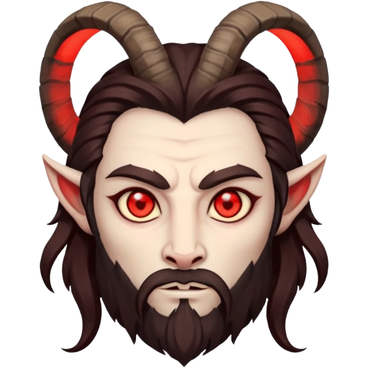 Evil, shadowie Male lord with Red glowing eyes and Long darkBrown Hair and goat beard emoji
