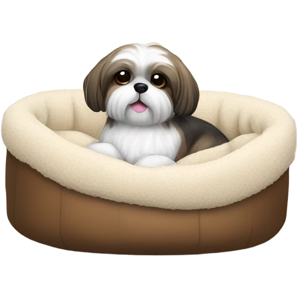 Shih tZu Dog in a dog bed  emoji