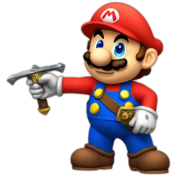 Mario with an enormous Sword emoji
