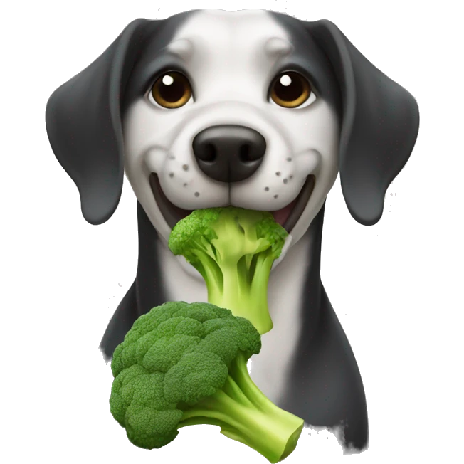 dog eating broccoli emoji