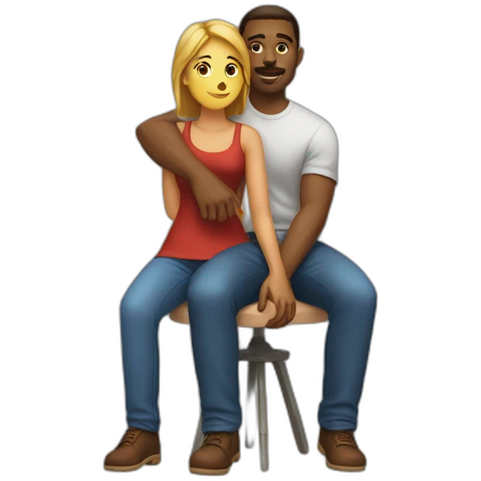 Woman sitting on the shoulders of A man sitting emoji