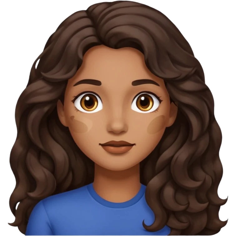 Uma mulher morena de cabelo onduladoe longo com um sinal na bochecha emoji