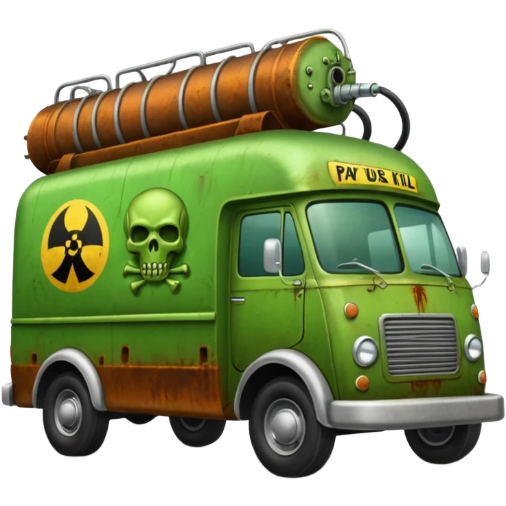 Heroic SuperBug Ron’s toxic-oozing exterminator thorax superminator antique tall moving van (motto: Pay us to kill ’em) emoji
