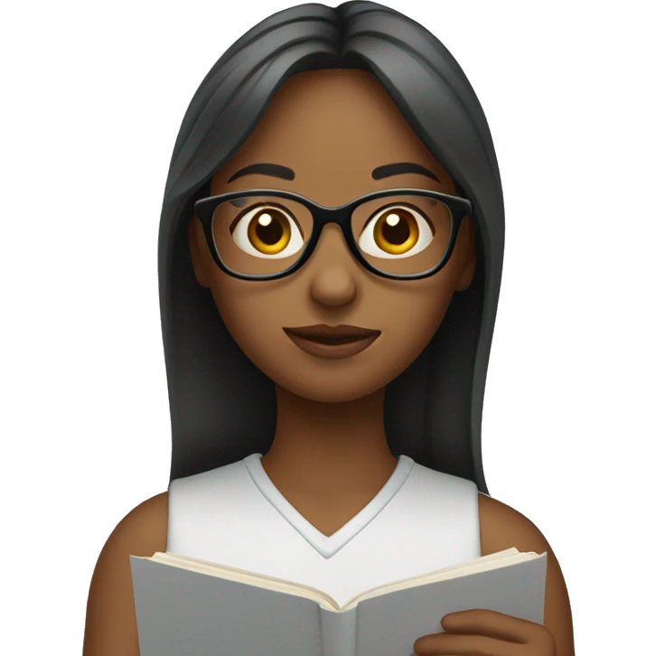Girl with glasses writing emoji