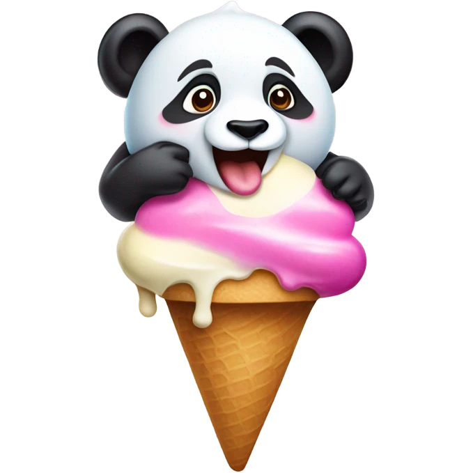 Panda eating ice cream emoji