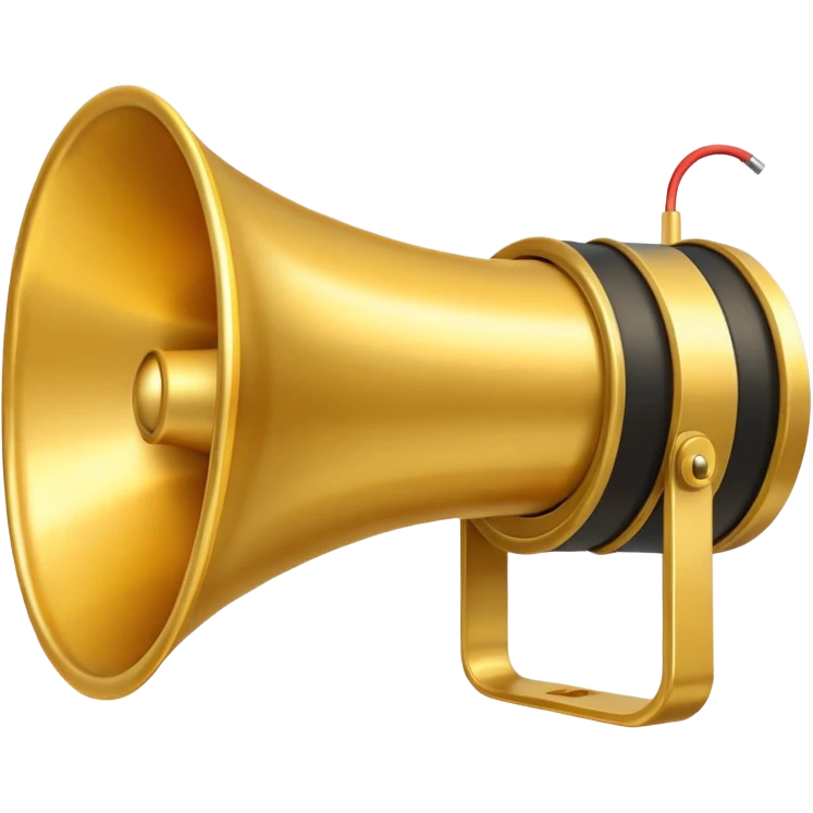 create a emoji of loudspeaker in gold color which based on this->📢
no！ too reallity. just like those emmoji emoji
