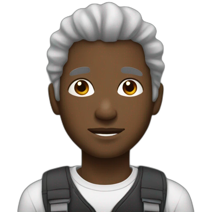 black african young man with grey and white hair and a goatie emoji
