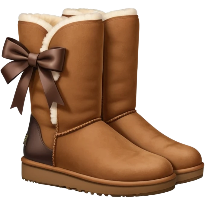 ugg boots that are ankle hight with a cheat bow on the back emoji
