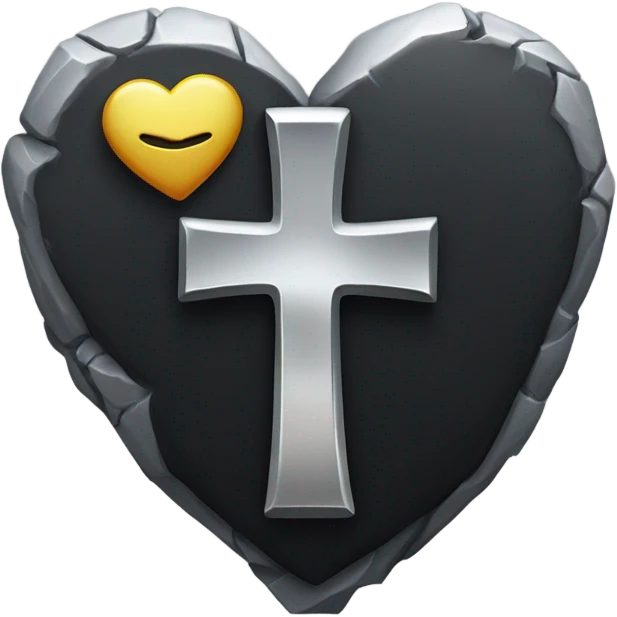 a black tombstone in silver RIP and a silver heart emoji
