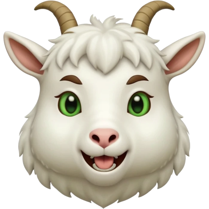 ghibli style goat with mouth open saying 'baaah' (text included) emoji