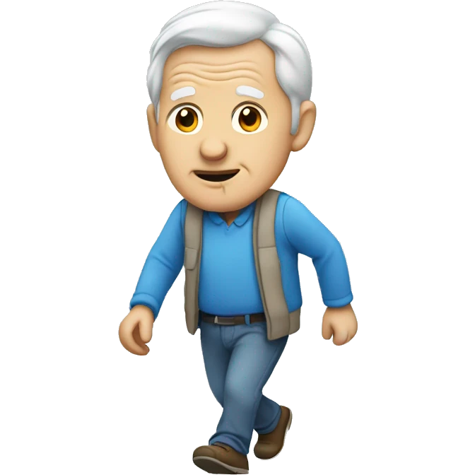 old man with blue shirt walking emoji