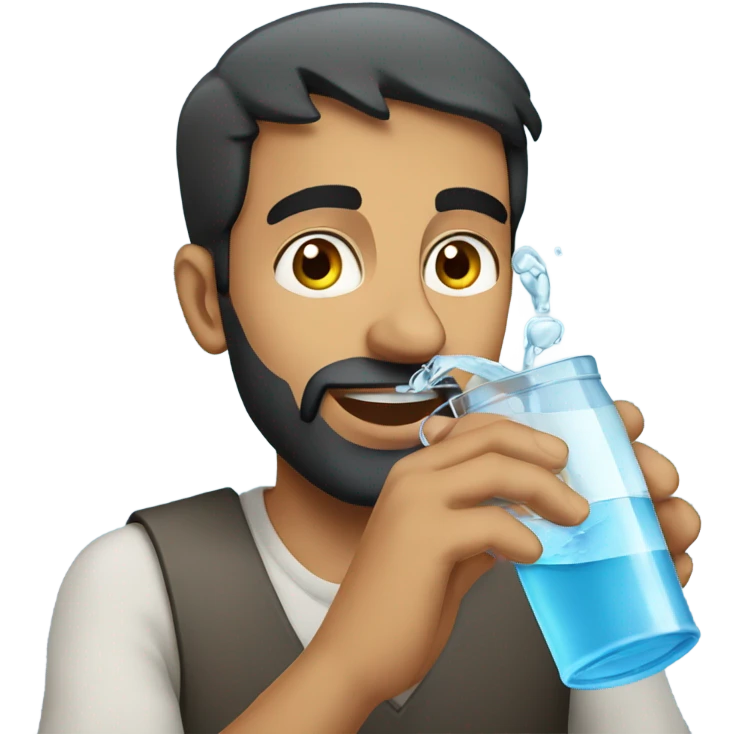 muslim British man in India drinking water emoji