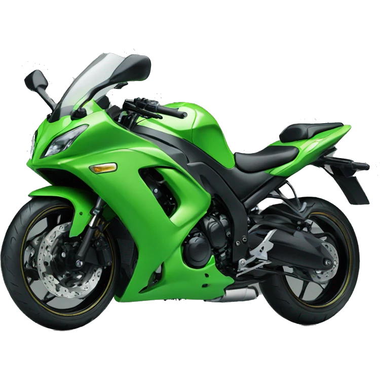 green kawasaki motorbike with a stubby exhaust emoji