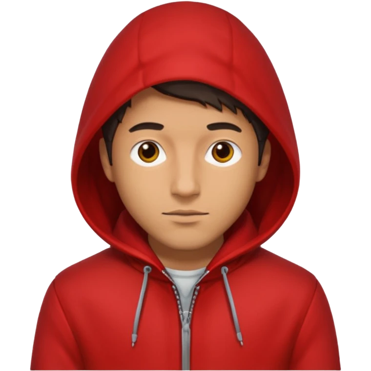 Man in red coat, hood up emoji