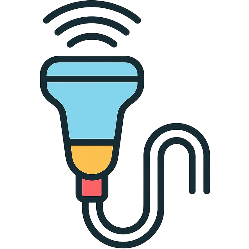 ultrasound probe, color outline icon style, clear medical device details emoji
