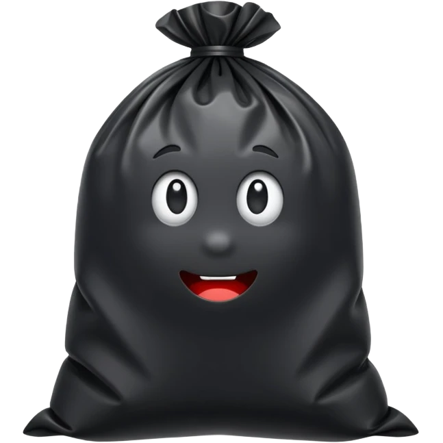 trash bag with nothin on it, just the plain trash bag, no face emoji