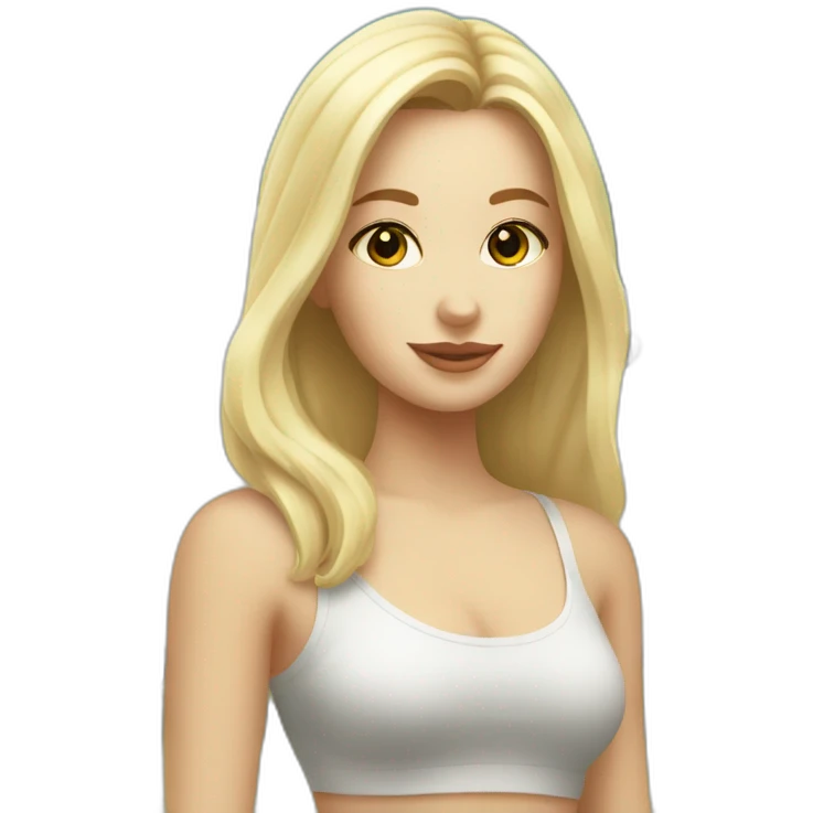 Blonde Girl in front of a white Campingcar emoji