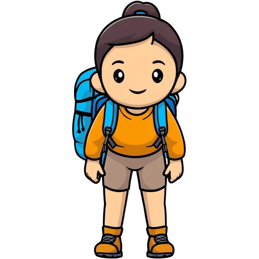 woman with hiking backpack emoji