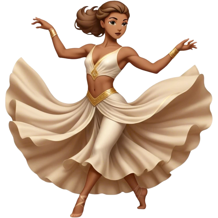 Cinematic Realistic Dance Poses, an elegant dancer mid-motion, muscles tensed with control, soft fabric of their attire flowing with movement, dramatic lighting highlighting the graceful lines, glowing with passion and poise. emoji