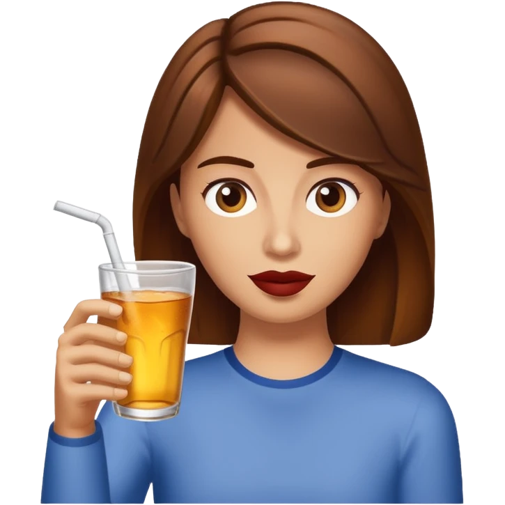 Brown hair drinking a twisted tea emoji