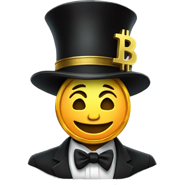 Bitcoin wit tophat emoji