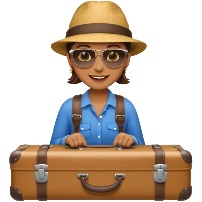 photorealistic tourist with a suitcase emoji