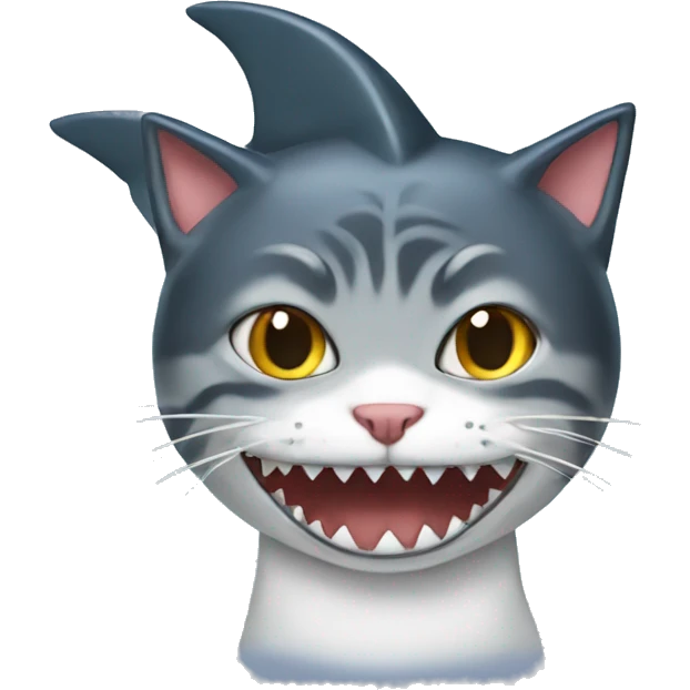 Cat with a shark hat emoji