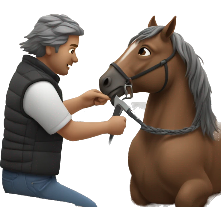Horse cutting hair on a boat emoji