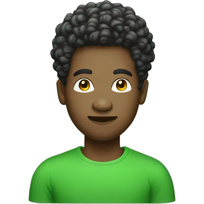 Afro men with twist hair green t-shirt  emoji
