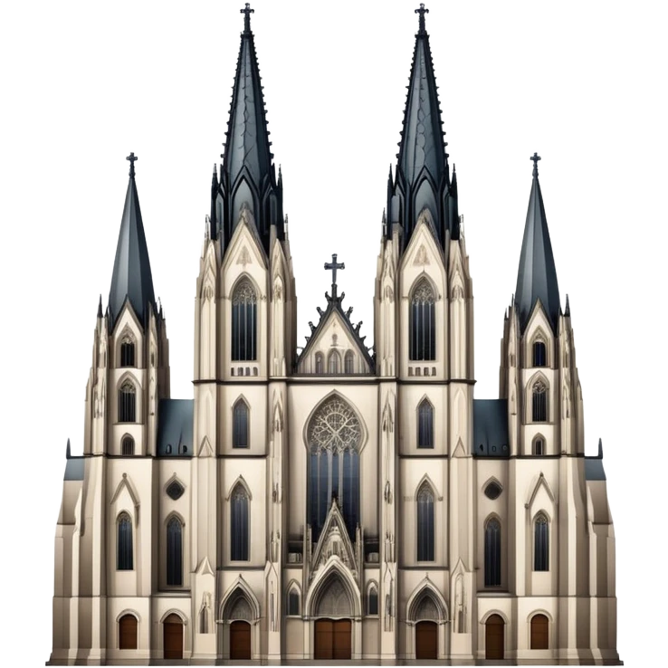Cinematic Realistic Cologne Cathedral Landmark Emoji, showcasing Gothic architecture rendered with detailed stone textures and majestic, dynamic lighting. two tall  tall towers on either side emoji