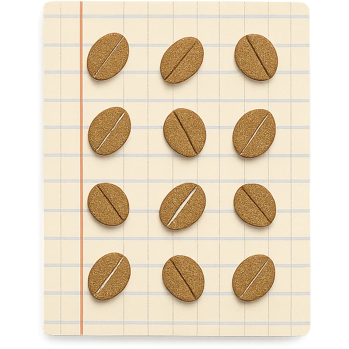 coffee bean pattern grid paper background with pastel lines, soft pastel style, transparent background emoji
