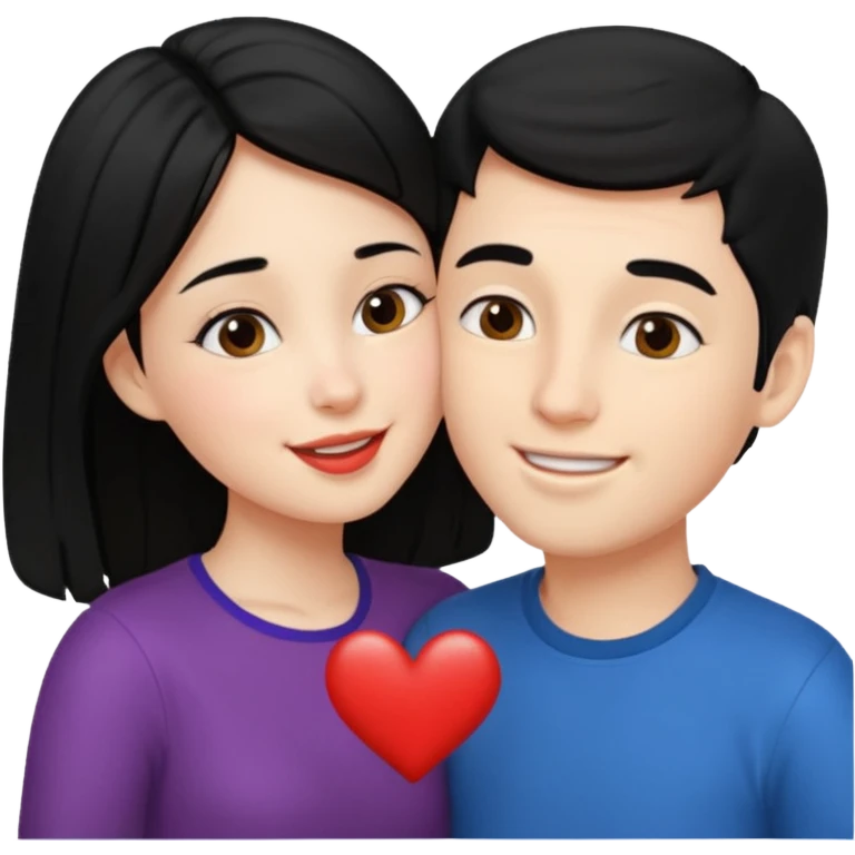 kiss a girl and boy from black hair  emoji