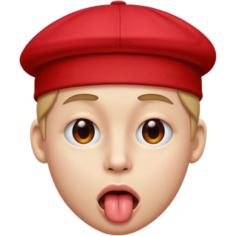 I want an emoji with a face with its tongue sticking out to the side and also with one eye closed to the side and also with a red cap.  emoji