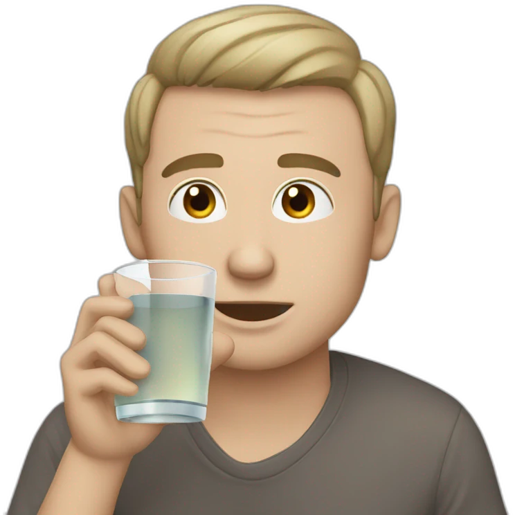 White Man drink water emoji
