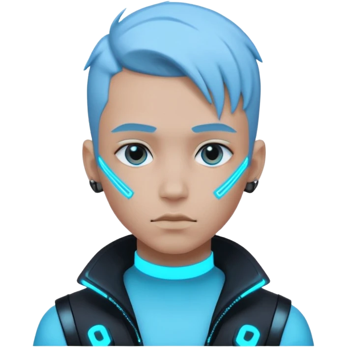 boy neon cyberpunk light blue emoji