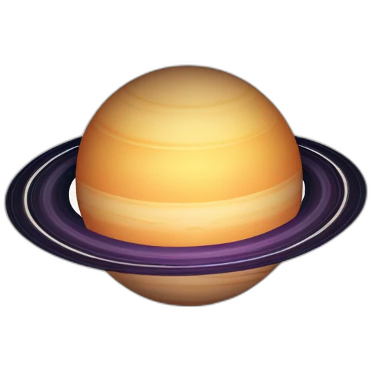 planet Saturn with a cartoon calm face with big beautiful eyes emoji