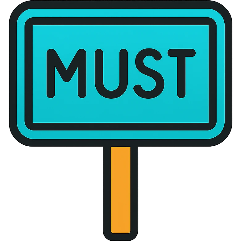 the road sign with the word must emoji