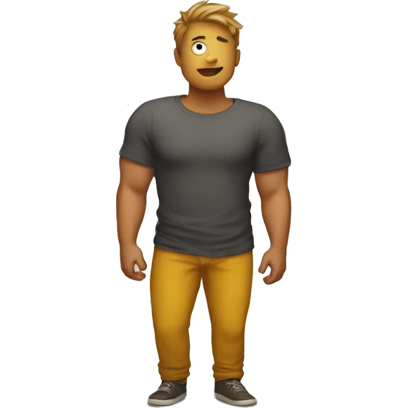 a human Groq that we see in full with his belly sticking out of his t-shirt emoji