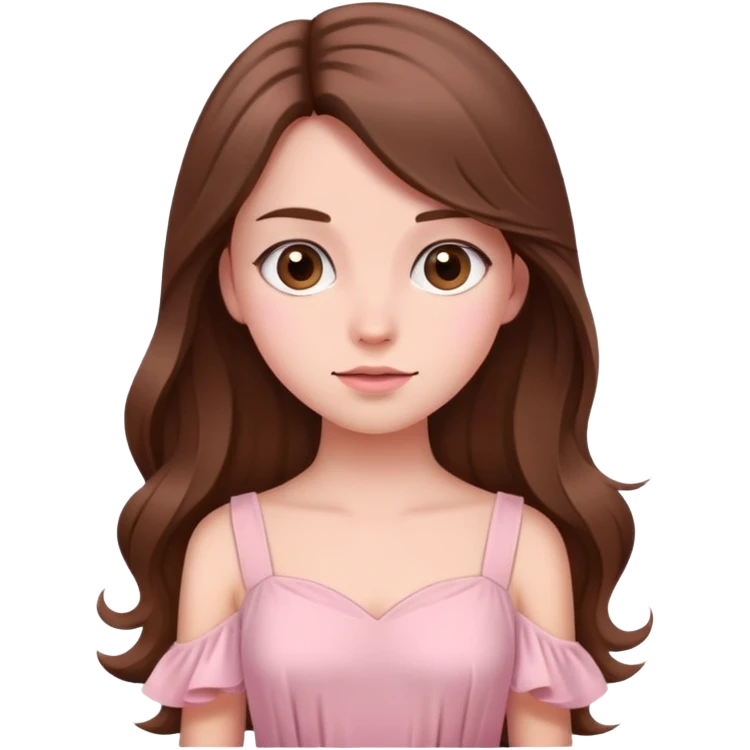 Long brown hair girl with soft pink dress emoji