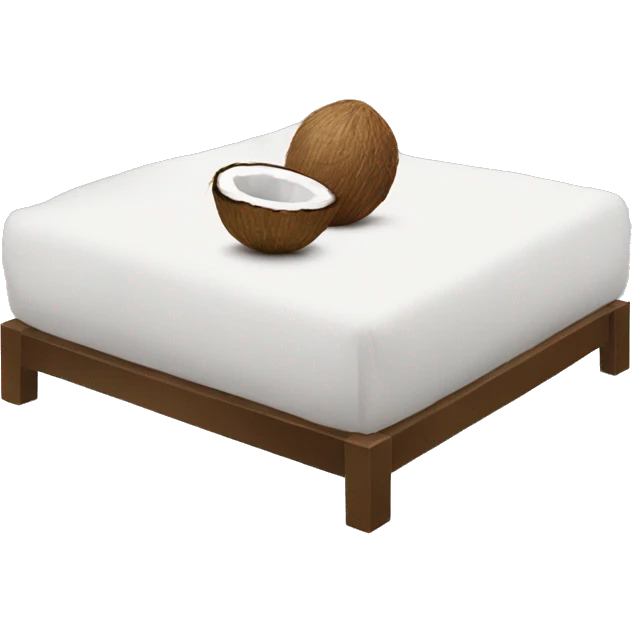A coconut in a bed emoji