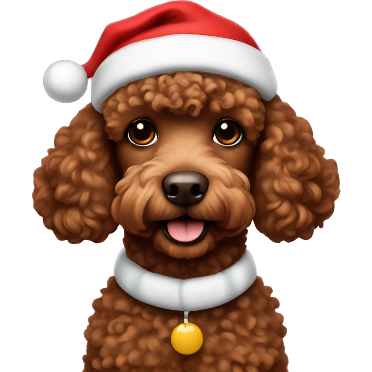 Brown Poodle in Santa suit  emoji