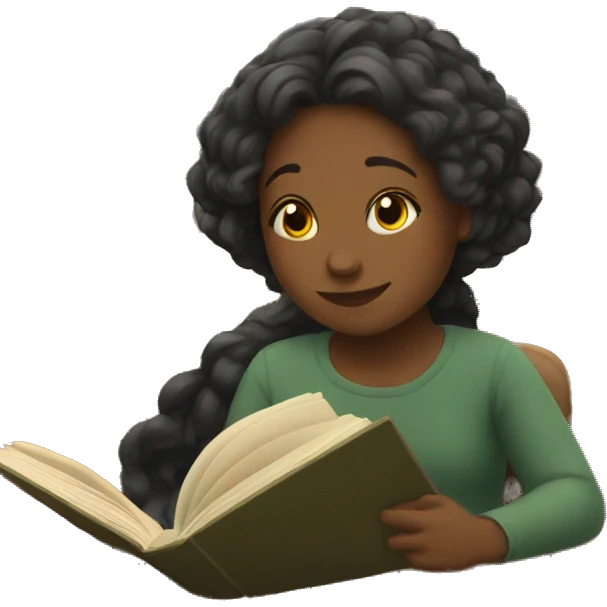 Girls sitting in a library reading a book emoji