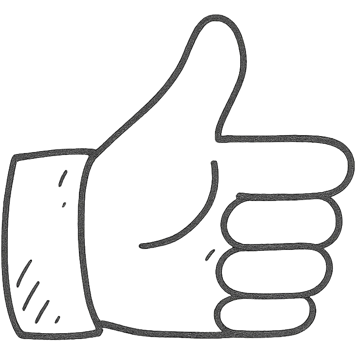 hand drawn icon style thumb pointing forward emoji