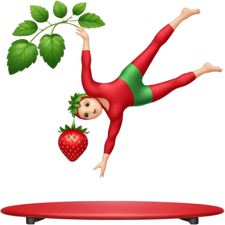 Strawberry fruit stands on one leg when doing gymnastics emoji