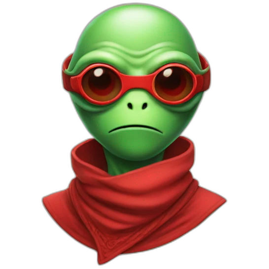Green Alien ninja with red glasses and bandana emoji