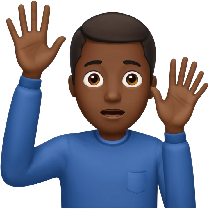 Black man Shocked face with waving hands emoji